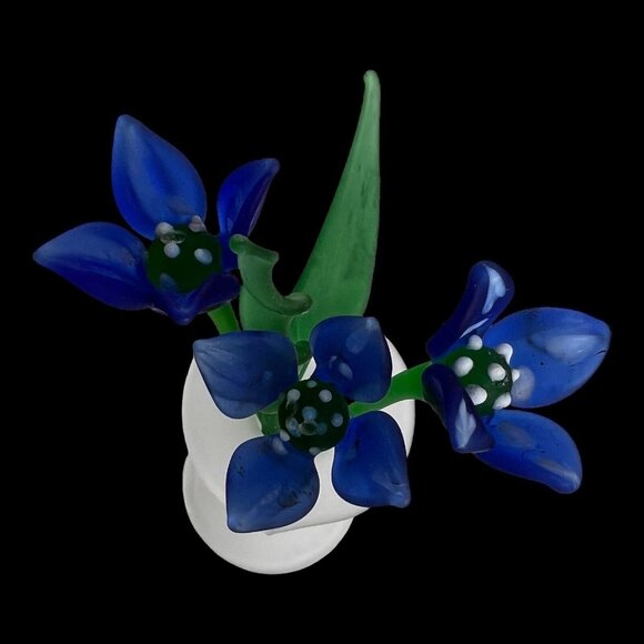 Hand Blown Cobalt Blue Mini Flowers Leaves frosted jack in‎ pulpit vase Murano? - Picture 10 of 14